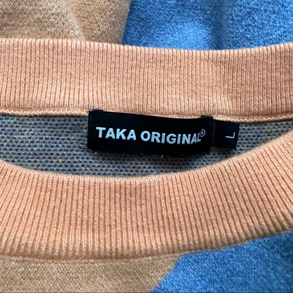 TAKA ORIGINAL Orange & Purple Neon Green Unisex Knit Jumper Sweater Casual Sz L - Picture 15 of 15